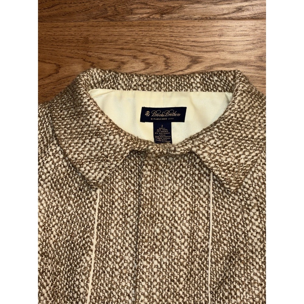 Brooks Brothers Boucle Tweed Jacket Beige Cream Italian Fabric Women's Size 2 - Picture 7 of 9